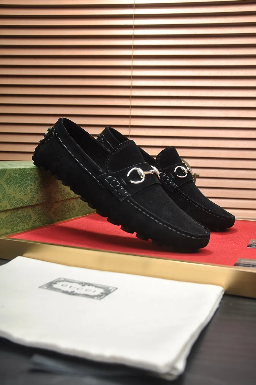 Men's Men's Shoes💰420💶【GUCCI】 (High-end Niuli) New 🍀Gucci*——Gucci Doudou Shoes! Made of imported original cowhide, the inner top layer is comfortable cowhide lining! Original wear-resistant rubber outsole! High quality products! Code number 38-44!